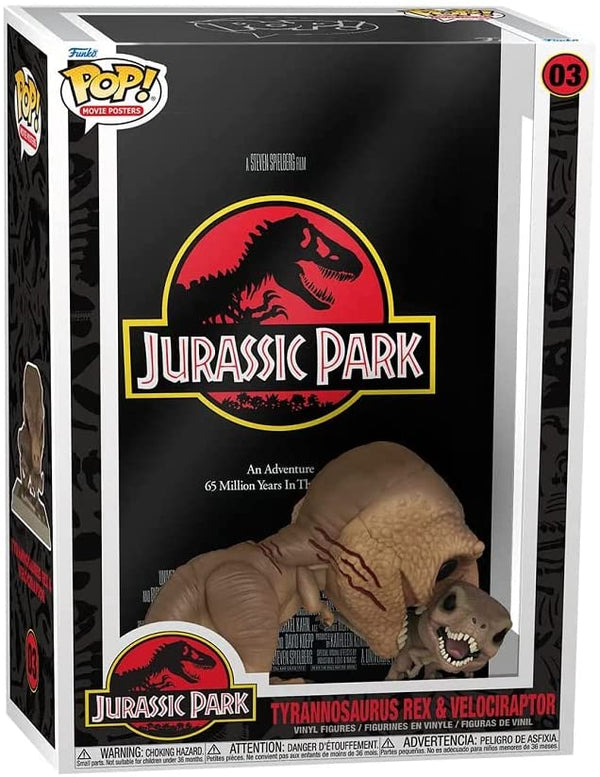 Funko Pop! Movie Poster: Jurassic Park Tyrannosaurus Rex and Velociraptor Fight | DinoLoveStore