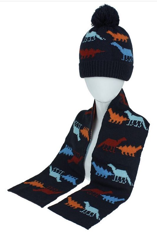 Dinosaur Hat & Knit Scarf Set | DinoLoveStore