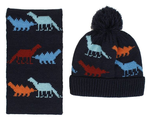 Dinosaur Hat &amp; Knit Scarf Set | DinoLoveStore