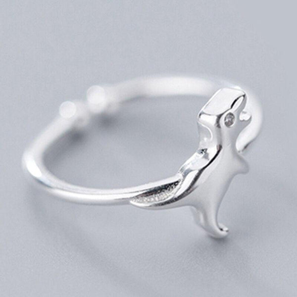 Gorgeous Silver Dinosaur Adjustable Ring | DinoLoveStore