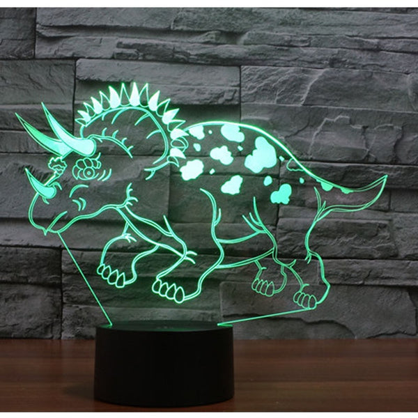 Triceratops Cartoon Color Changing 3D Night Light | DinoLoveStore